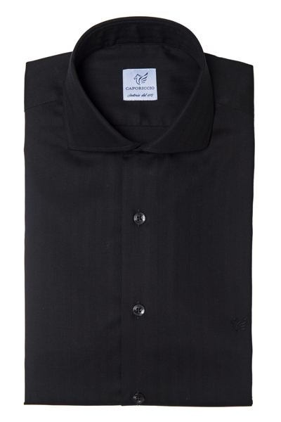 Camicia Nera Spigata Regular Fit