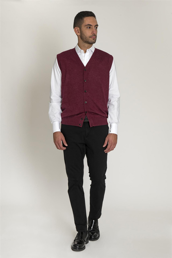 Gilet Bordeaux in Misto Viscosa