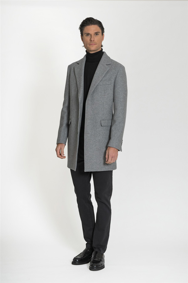 Cappotto Grigio Monopetto in Lana Made in Italy