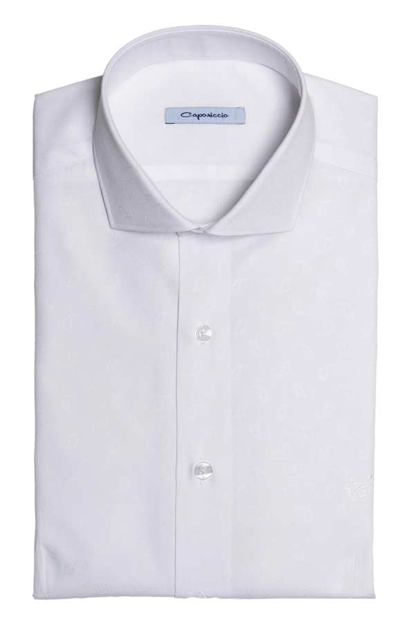 Camicia Bianca Slim Fit con Ricamo Cachemire