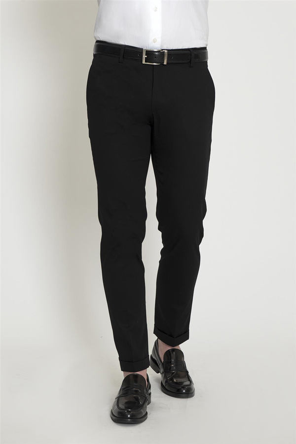 Pantalone Tasca America Nero In Cotone Piquet Stretch